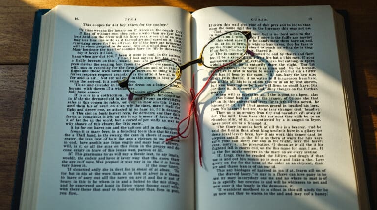 Red thread connecting two manuscript pages, symbolizing self editing continuity errors between chapters