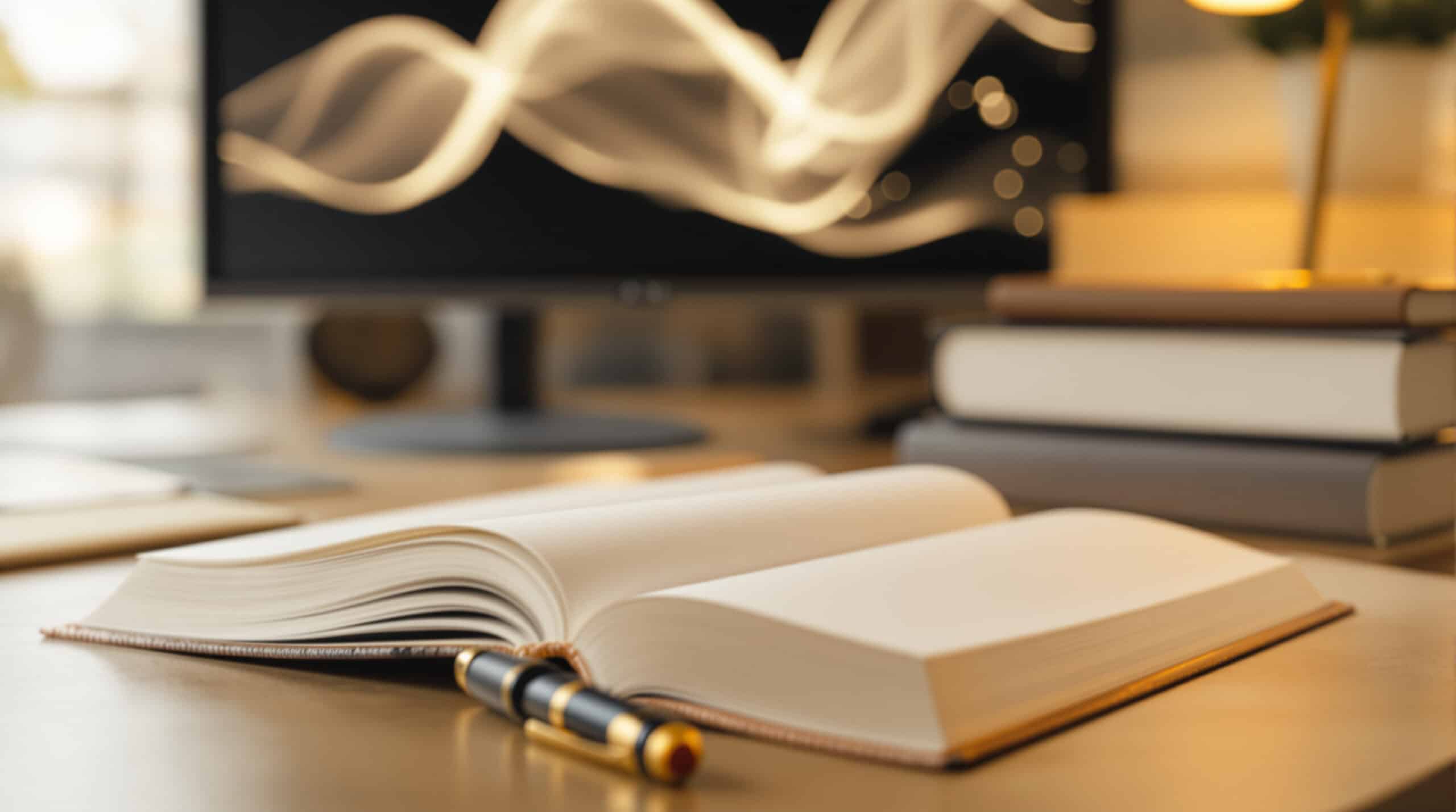 Open blank book and fountain pen symbolizing choices among self-publishing platforms for authors