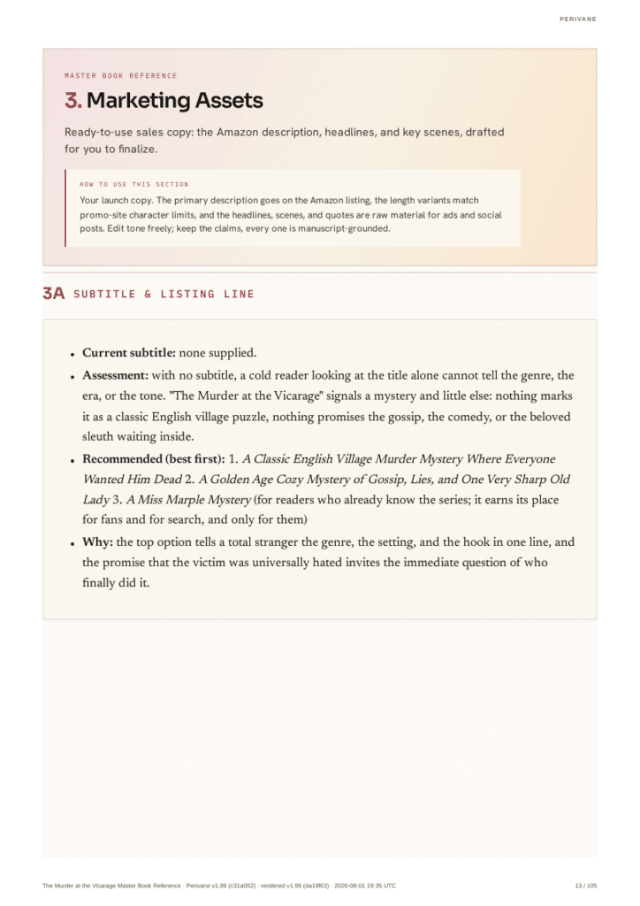 A page from a Perivane Master Book Reference sample report