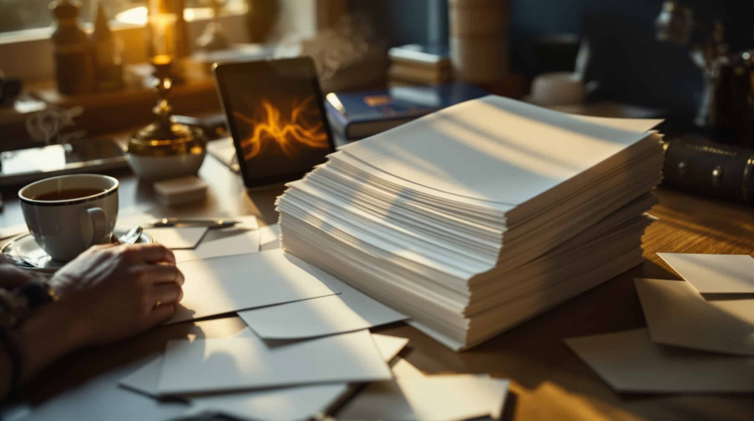 Hands arranging manuscript pages, symbolizing the self-publishing process for authors